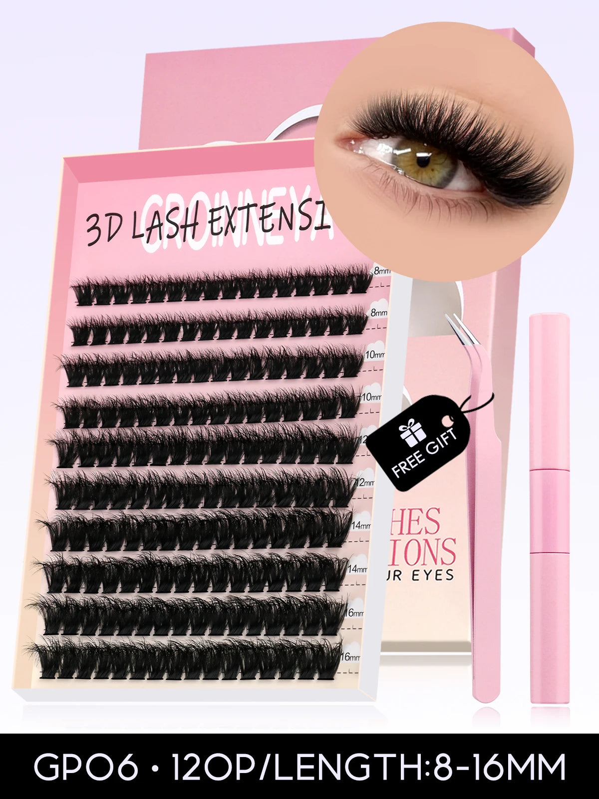 Eyelash Clusters Kit Large Capacity Wispy Individual Lashes Natural DIY Cluster Eyelash Extensions for Beginners