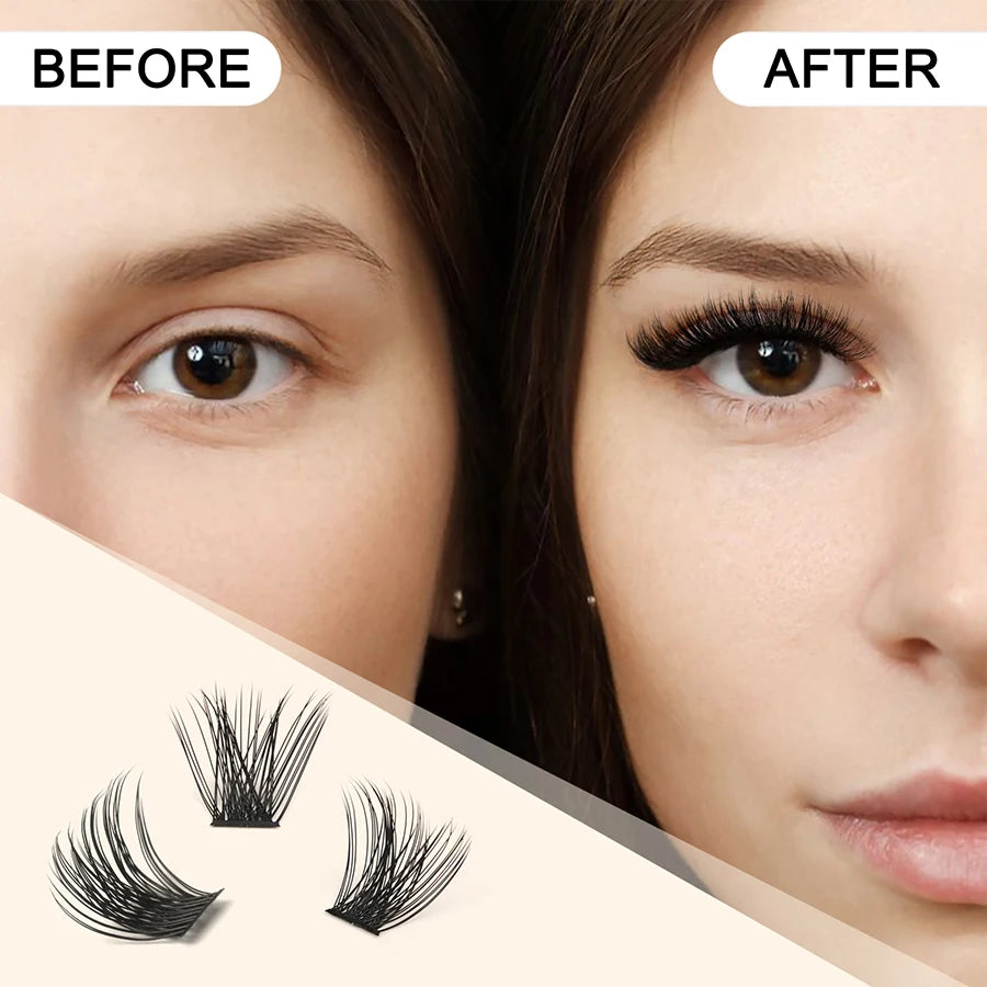 144Pcs DIY Cluster Lashes Segmented False Bundles Eyelashes DIY Individual Clusters Lash Extensions 12Lines C/D Lashes
