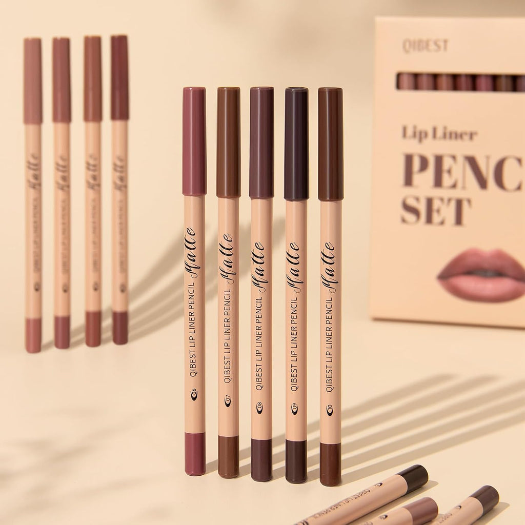 Matte Lip Liner Set,12 Colors Long Lasting Waterproof Nude Lip Liner Pencil Set,Smooth and High Pigmented Natural Lip Makeup Pencil,Matte Makeup Lipliners