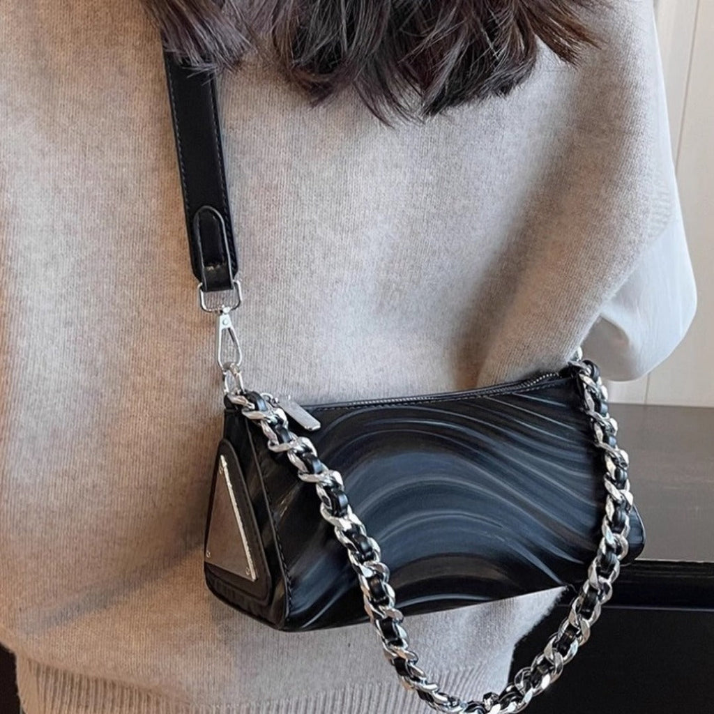 Silver Chain Crossbody Bag – Metallic Mini Shoulder Purse for Women