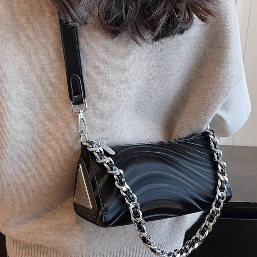 Silver Chain Crossbody Bag – Metallic Mini Shoulder Purse for Women