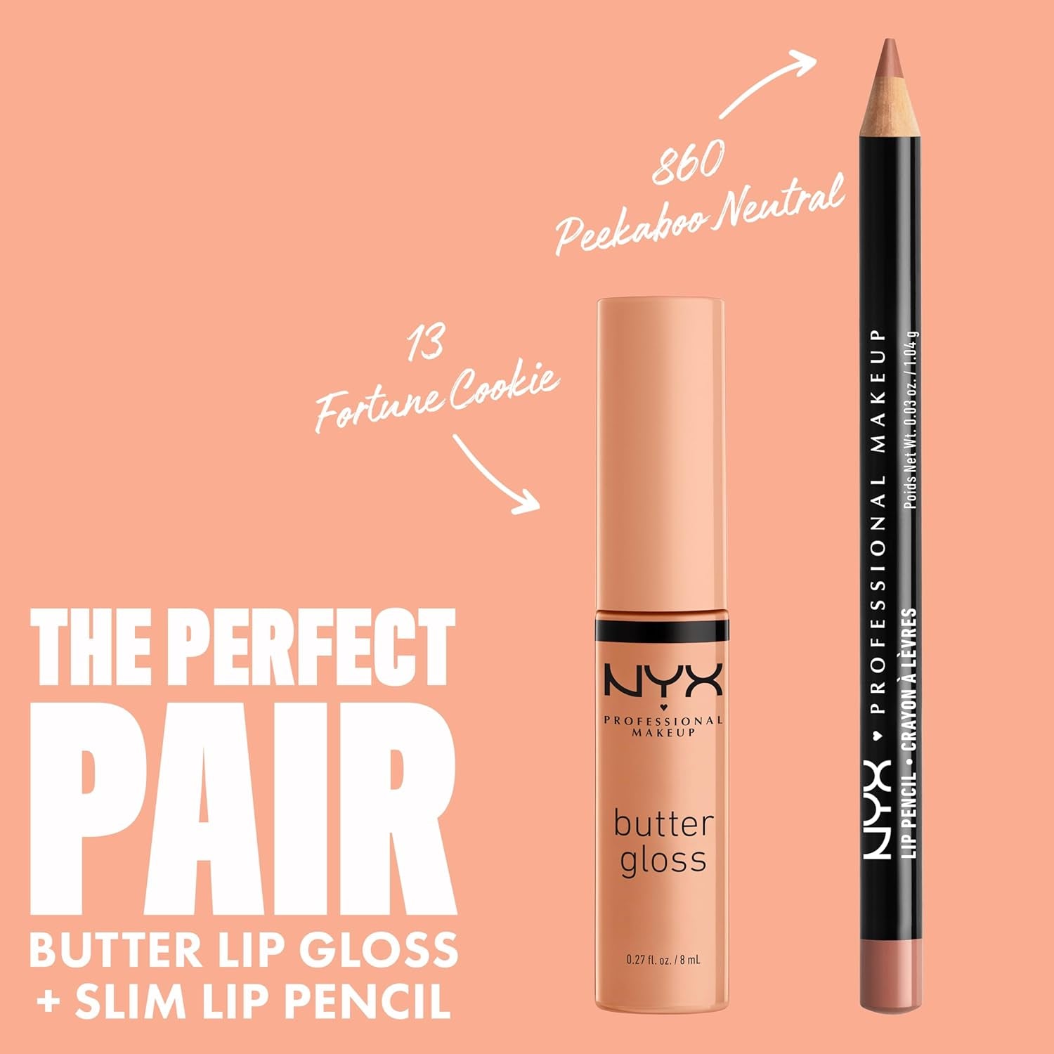 NYX PROFESSIONAL MAKEUP Slim Lip Pencil, Long-Lasting Creamy Lip Liner - Peakaboo Neutral