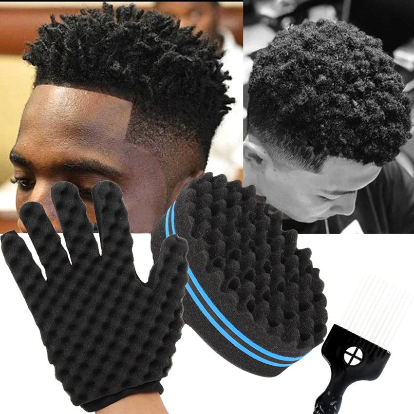 Barber Shop Men Hair Braider Twist Sponge Gloves African Hair Styling Fork Comb Hair Curls Foam for Salon Hairdressing Tools