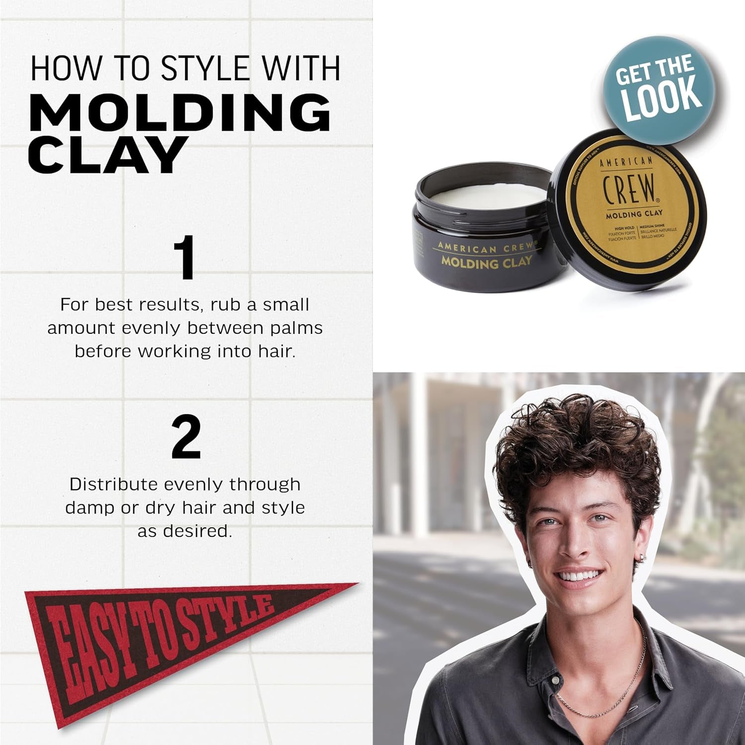 Men'S Molding Clay, Strong Hold & Medium Shine, 3 Oz