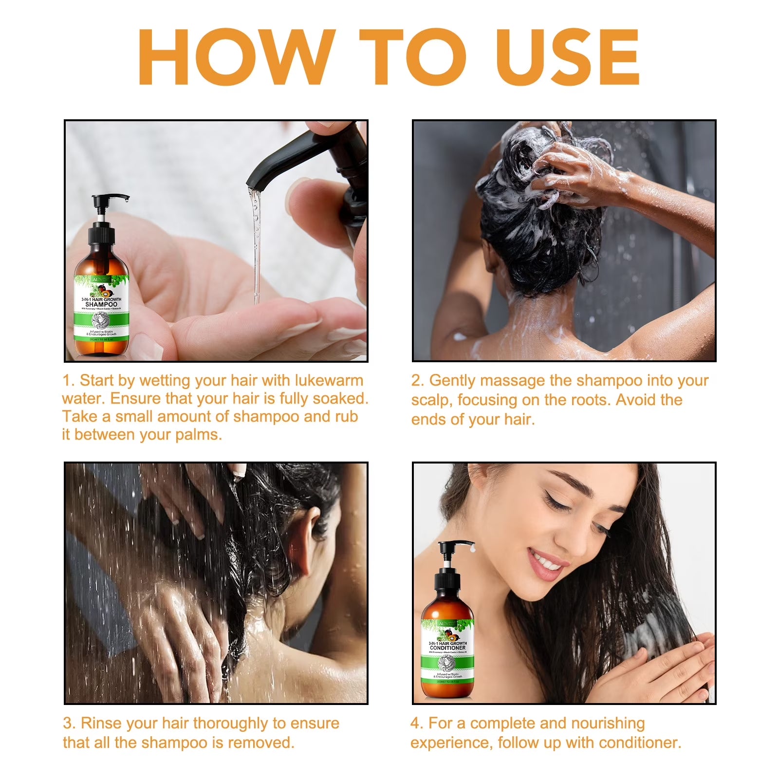 3-In-1 Hair Shampoo and Conditioner Set-Natural Formulas Cleansing & Nourishing Scalp Shampoo & Conditioner-All Hair Types-Set of 2