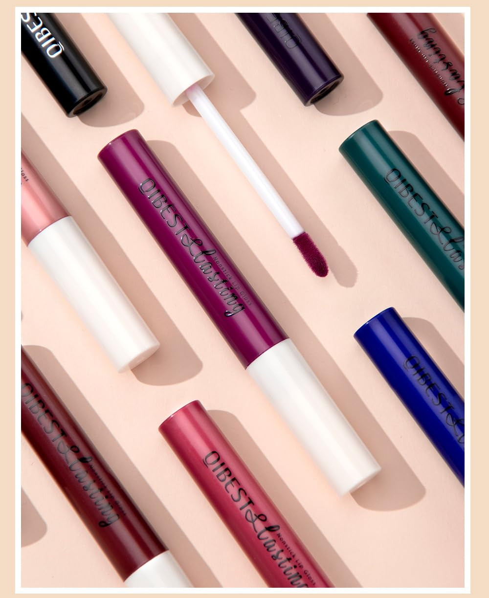 2Pcs Matte Lip Liner & Lip Gloss Kit White Green Black Purple Vampire Lipstick Non-Stick Cup Non-Fading Liquid Lipstick Long-Lasting for Halloween Cosplay (#4 Gray)