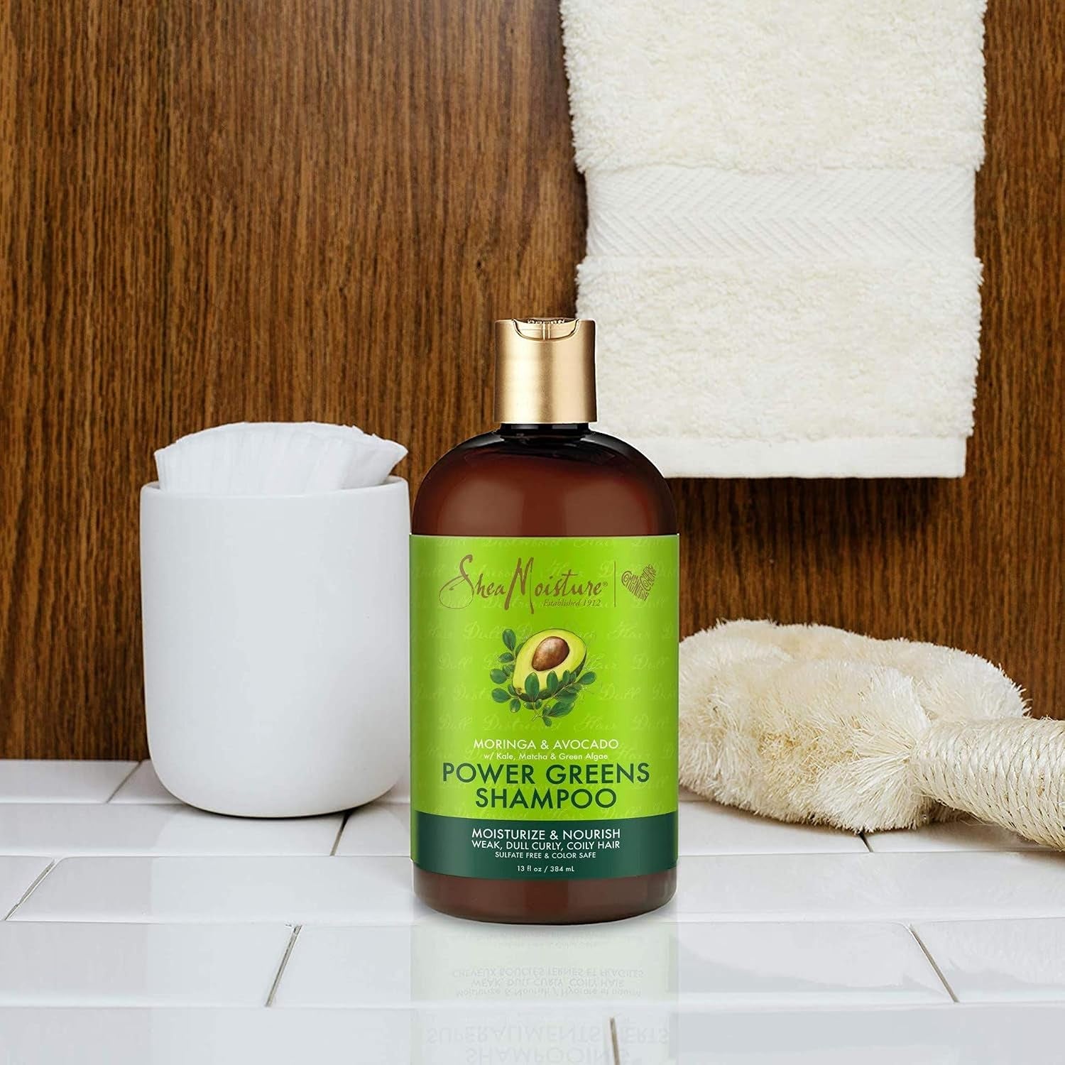 Sheamoisture Power Greens Curly Hair Shampoo and Conditioner Dry Hair Moringa Avocado to Moisturize, 13 Fl Oz (Pack of 2)