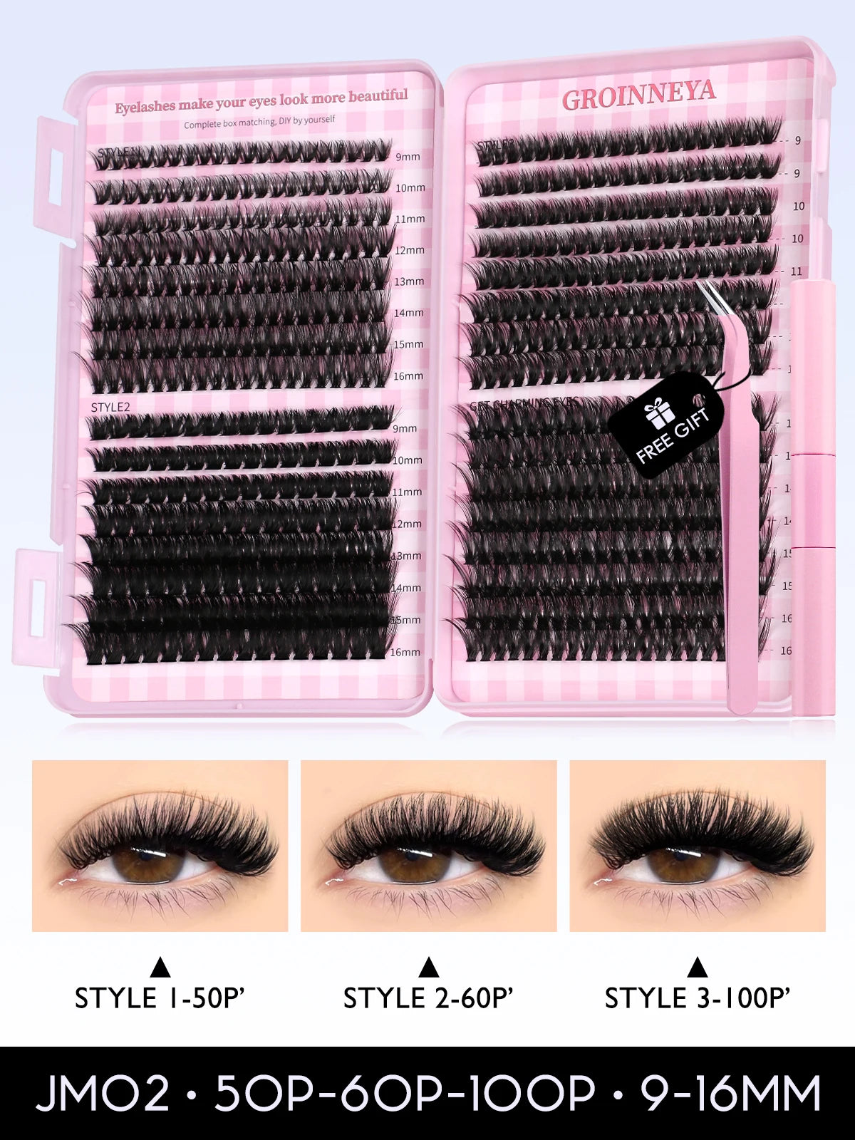 Eyelash Clusters Kit Large Capacity Wispy Individual Lashes Natural DIY Cluster Eyelash Extensions for Beginners