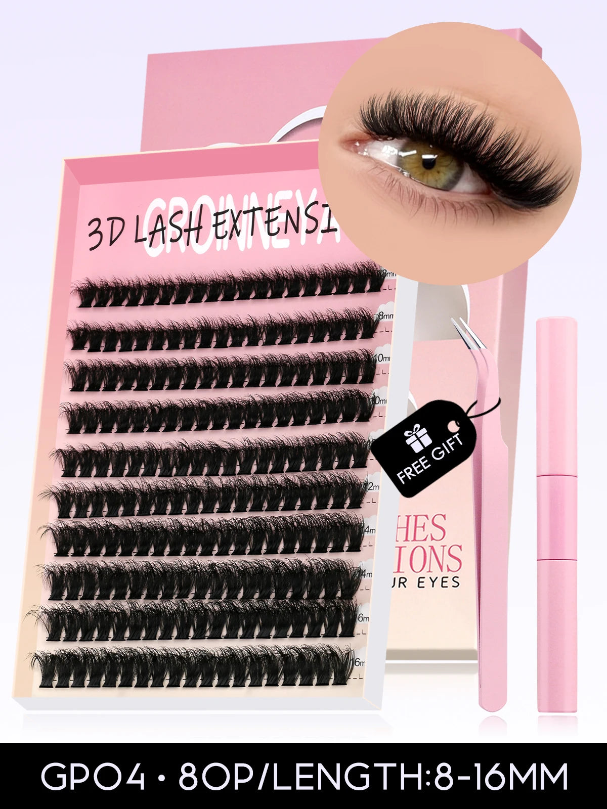 Eyelash Clusters Kit Large Capacity Wispy Individual Lashes Natural DIY Cluster Eyelash Extensions for Beginners