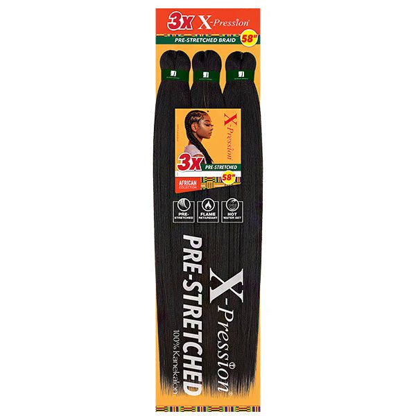 Sensationnel X-Pression 3X Pre-Stretched Braid 58" – Jet Black