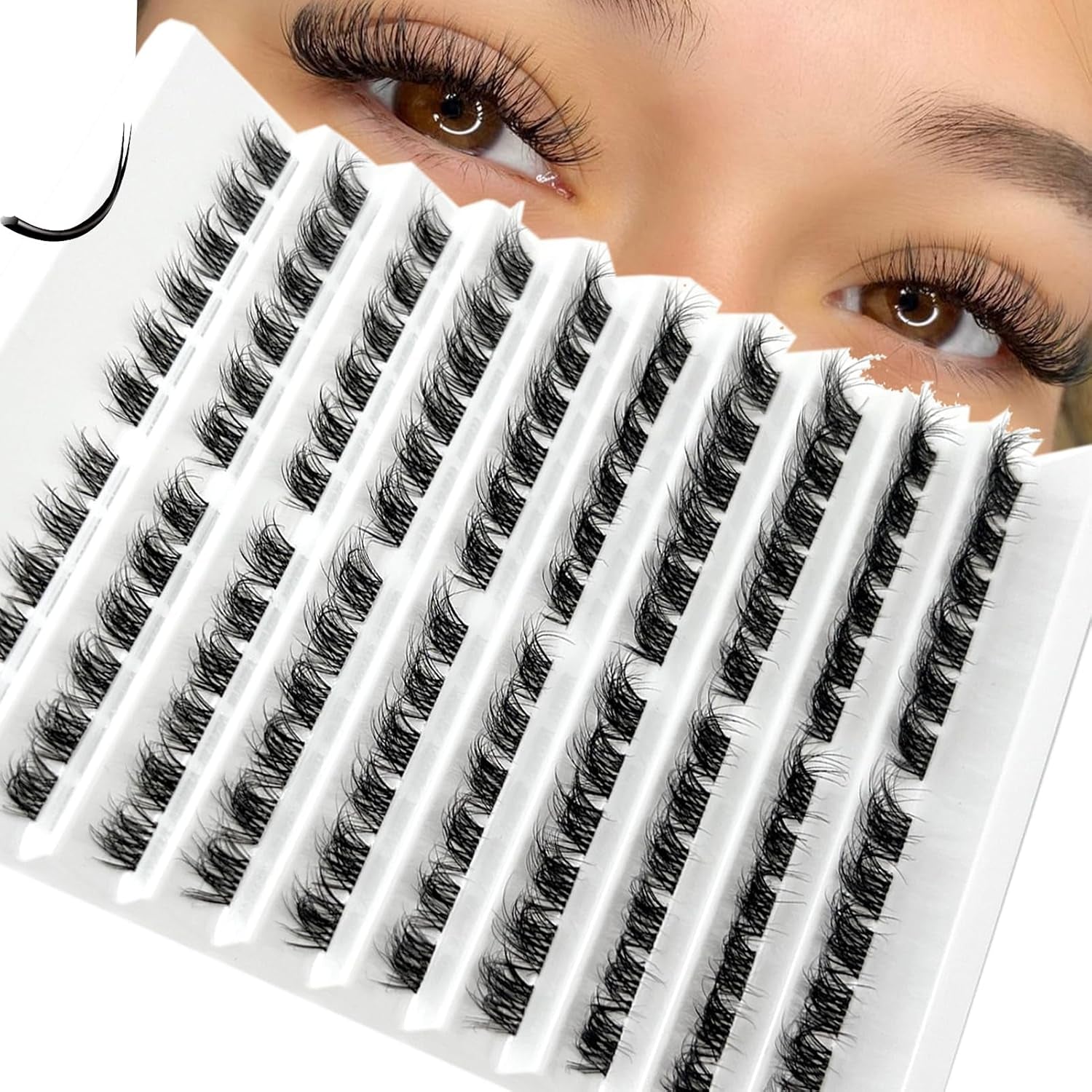 Natural Lash Clusters C Curl Mega Volume Cat Eye 8-16Mm Short Mink Lash Clusters DIY Eyelash Extensions Classic 120Pcs Individual Lashes Cluster Natural Look