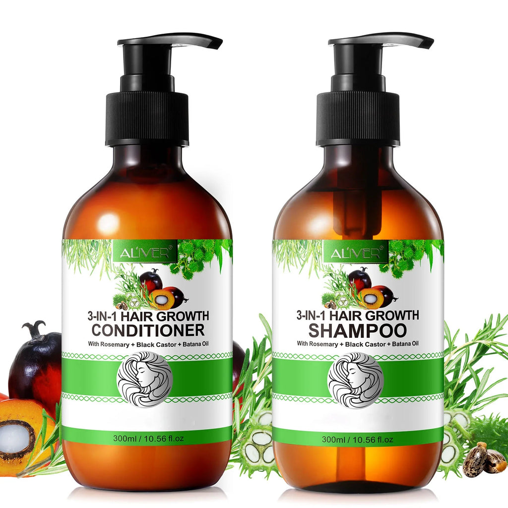 3-In-1 Hair Shampoo and Conditioner Set-Natural Formulas Cleansing & Nourishing Scalp Shampoo & Conditioner-All Hair Types-Set of 2