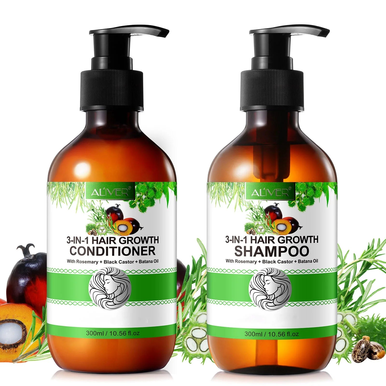 3-In-1 Hair Shampoo and Conditioner Set-Natural Formulas Cleansing & Nourishing Scalp Shampoo & Conditioner-All Hair Types-Set of 2