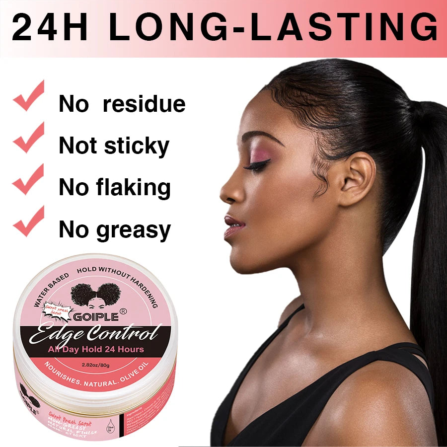 80G Extra Hold Edge Control Gel for Wig 4C Hair 24 Hour Long Lasting Control Gel No-Greasy Edge Smoothing Break Hair Styling Wax