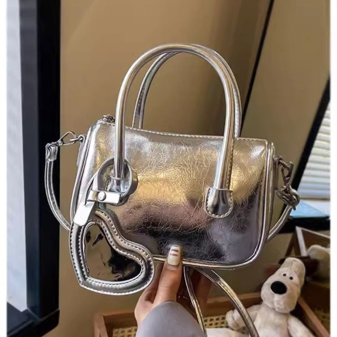Mini Silver Tote Bag – Women's Crossbody Shoulder Purse