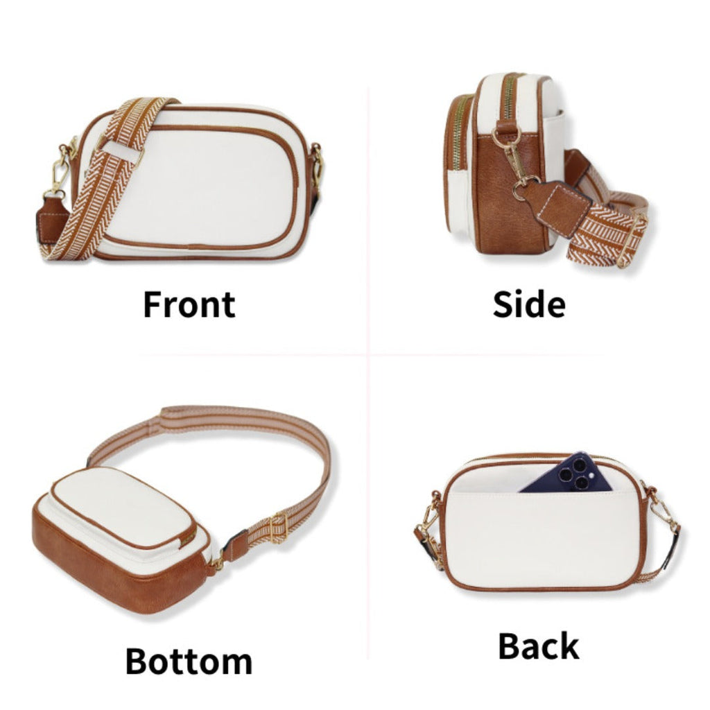 Embroidered Crossbody Bag – Vintage Ribbon Square Purse for Women