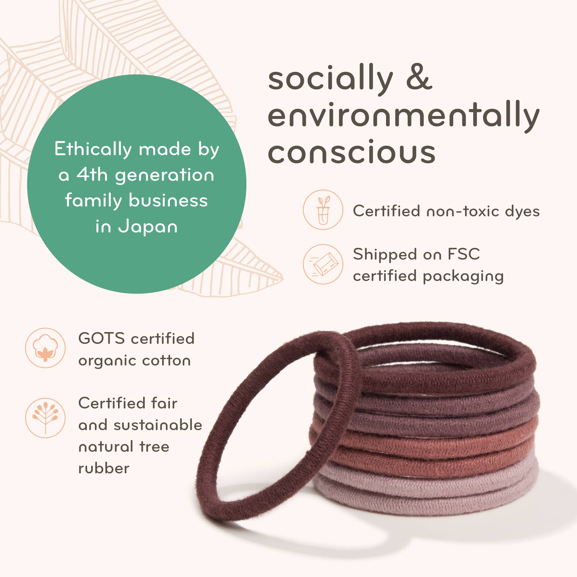Plastic-free Round Hair Ties – Pastel Blooms 8-pack