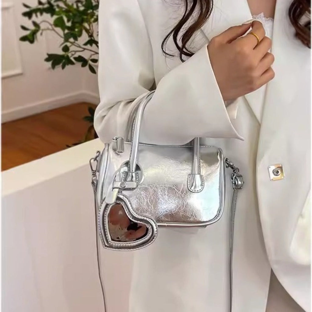 Mini Silver Tote Bag – Women's Crossbody Shoulder Purse