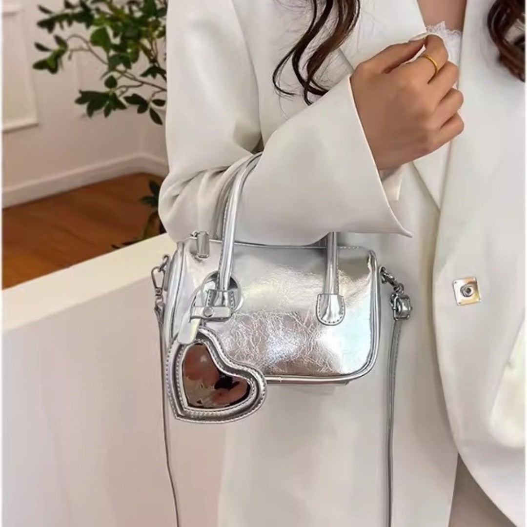 Mini Silver Tote Bag – Women's Crossbody Shoulder Purse