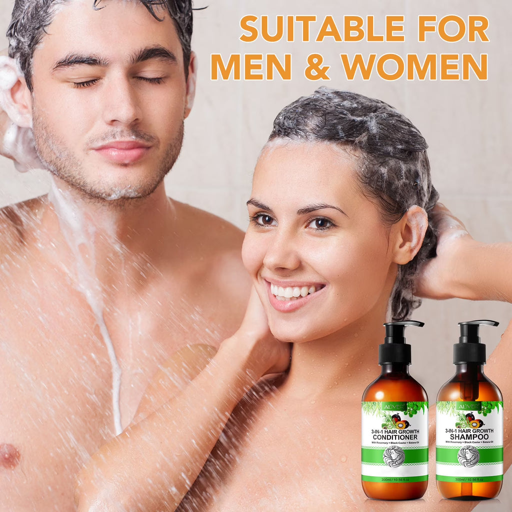 3-In-1 Hair Shampoo and Conditioner Set-Natural Formulas Cleansing & Nourishing Scalp Shampoo & Conditioner-All Hair Types-Set of 2