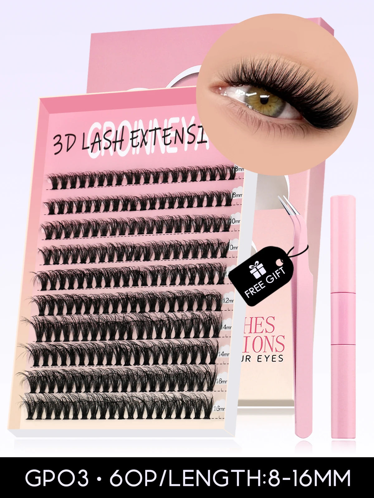 Eyelash Clusters Kit Large Capacity Wispy Individual Lashes Natural DIY Cluster Eyelash Extensions for Beginners