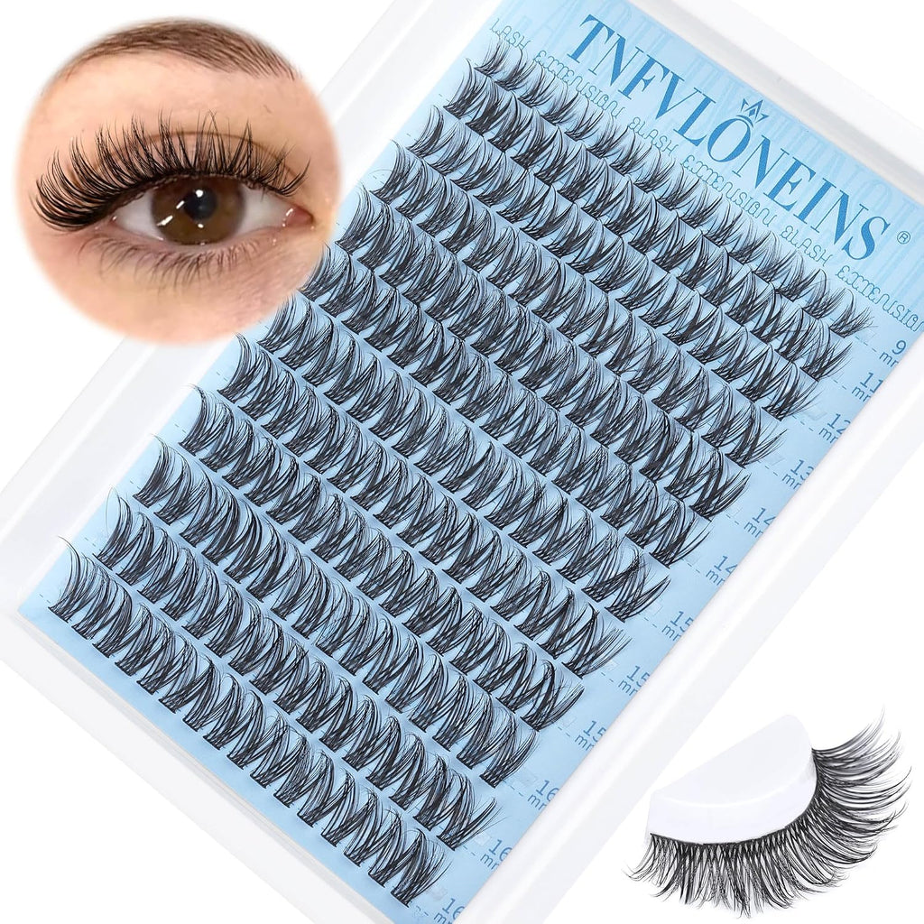 Wispy Lash Clusters Kit Natural Eyelash Extension Kit C Curl Lash Extension Kit Waterproof Individual Lashes Clusters DIY Cluster Eyelash Extensions Soft Eyelash Clusters Kit,Bond and Seal