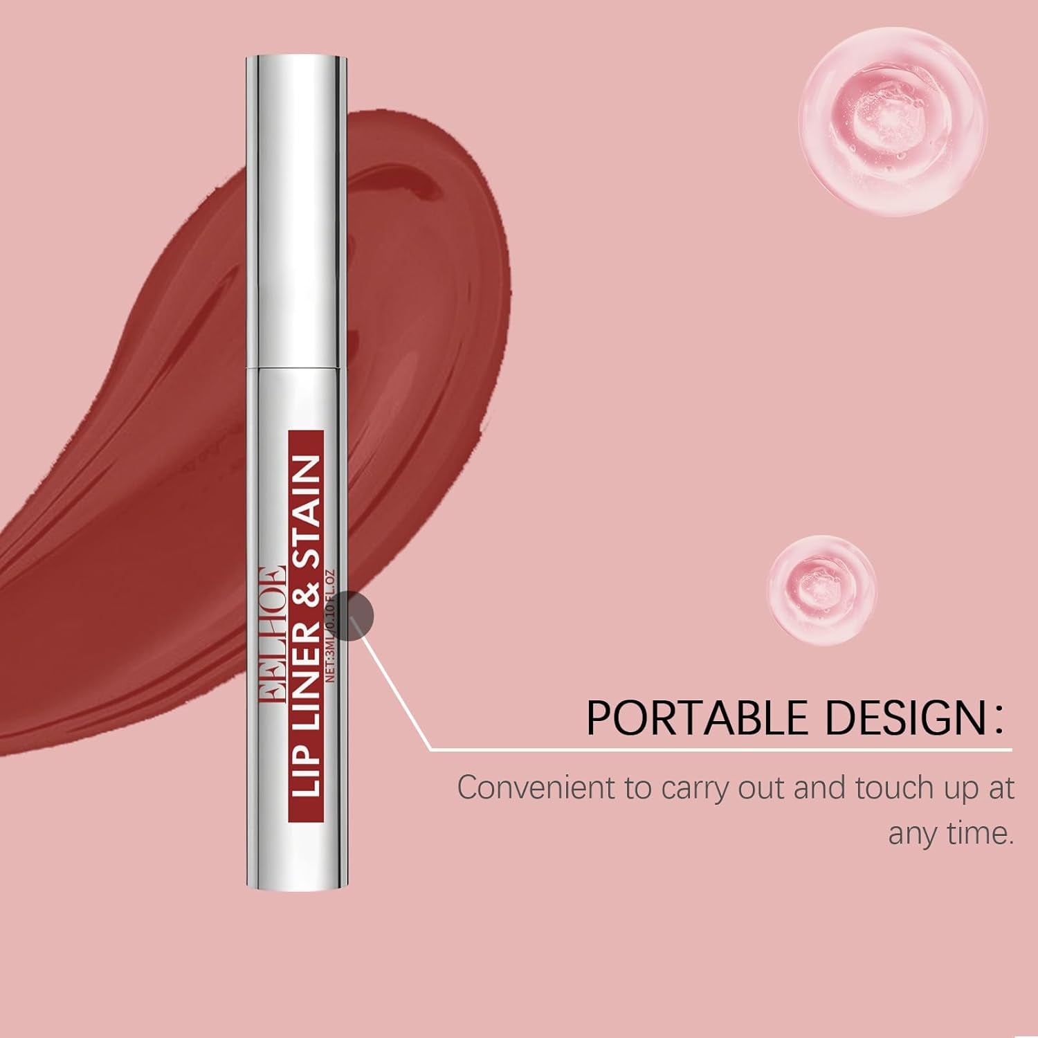 Peel off Lip Stain Tattoo Set, 3 Colors Peel off Lip Liner, Removable Lip Liner Set, Matte Finish Waterproof Lip Liner Pencil, Transfer-Proof Peel off Lip (3Colors/Set, B)