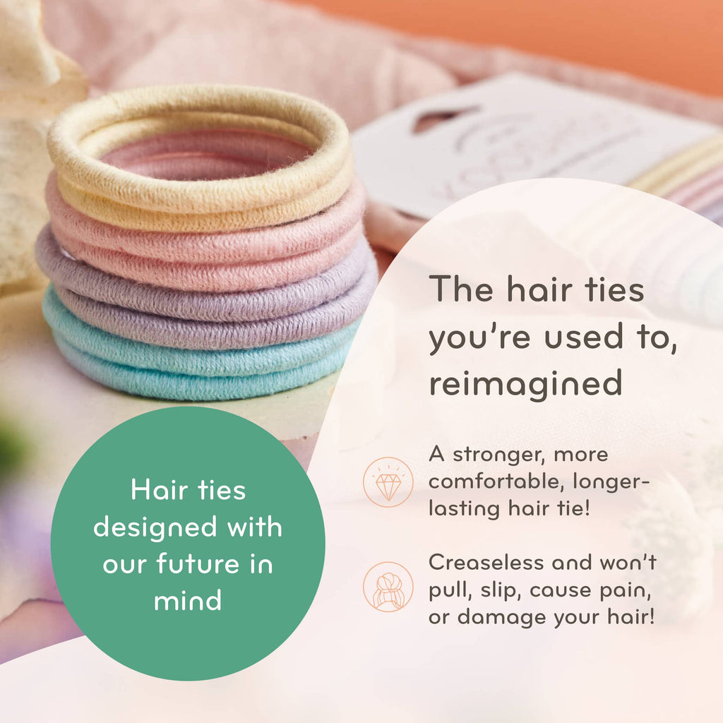Plastic-free Round Hair Ties – Pastel Blooms 8-pack