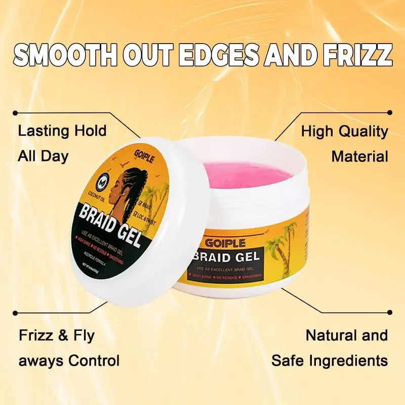 GOIPLE 16Oz Strong Hold Lock and Twist Tames Frizz & Edge Braiding Gel for African Hair High Shine Braids Weaving Styling Pomade
