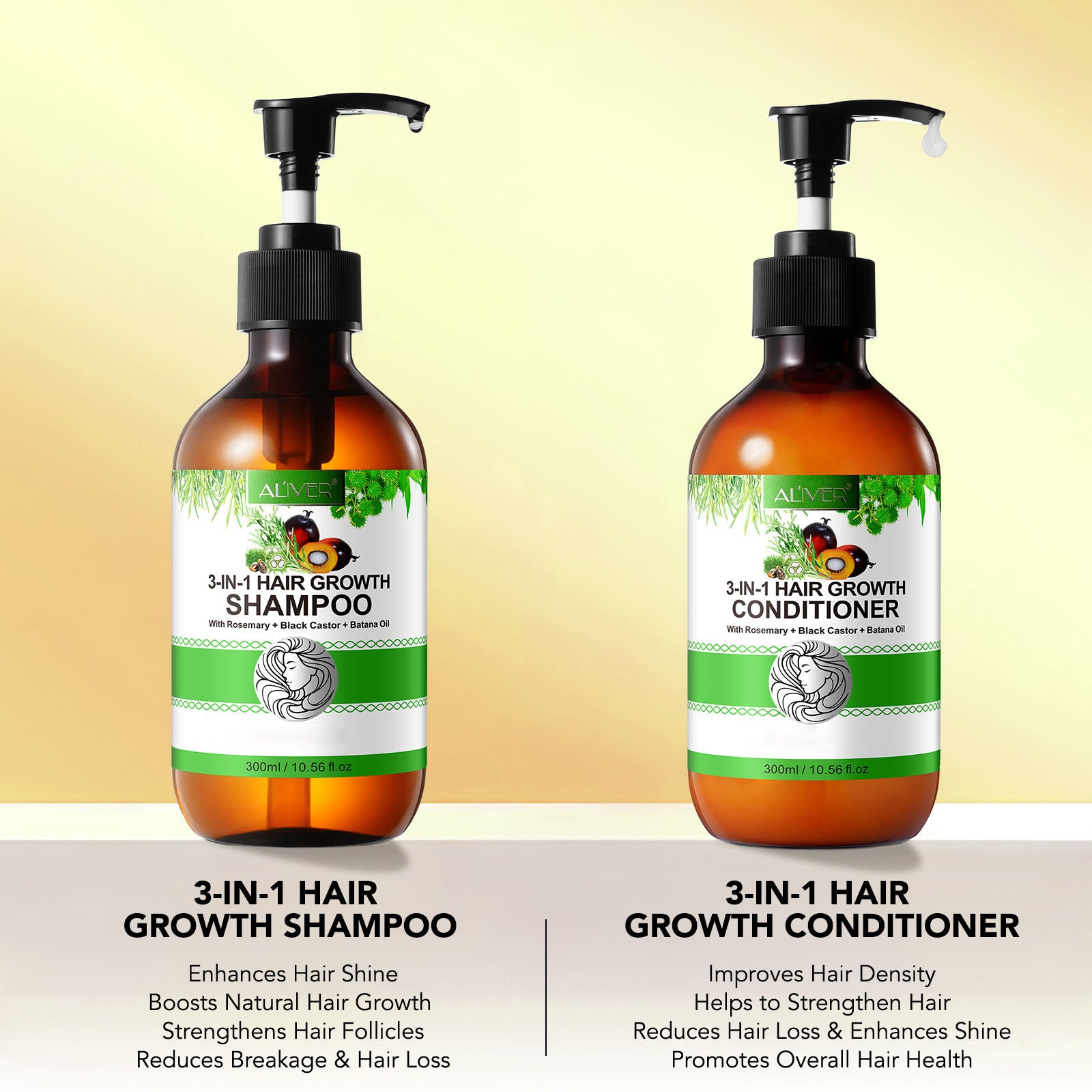 3-In-1 Hair Shampoo and Conditioner Set-Natural Formulas Cleansing & Nourishing Scalp Shampoo & Conditioner-All Hair Types-Set of 2