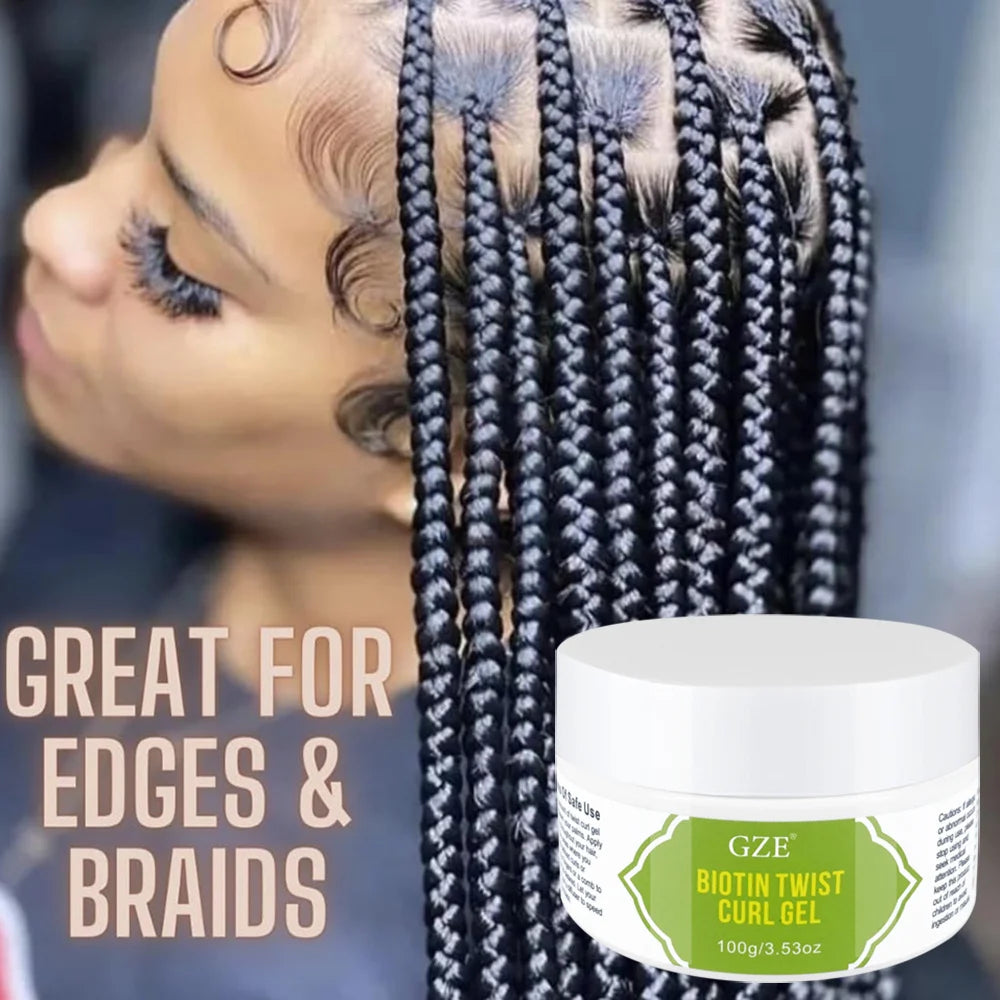 Biotin Twist Curl Gel Hair Growth - Hydrating Styling Gel with Biotin for Stronger, Healthier Hair - Defines Curls