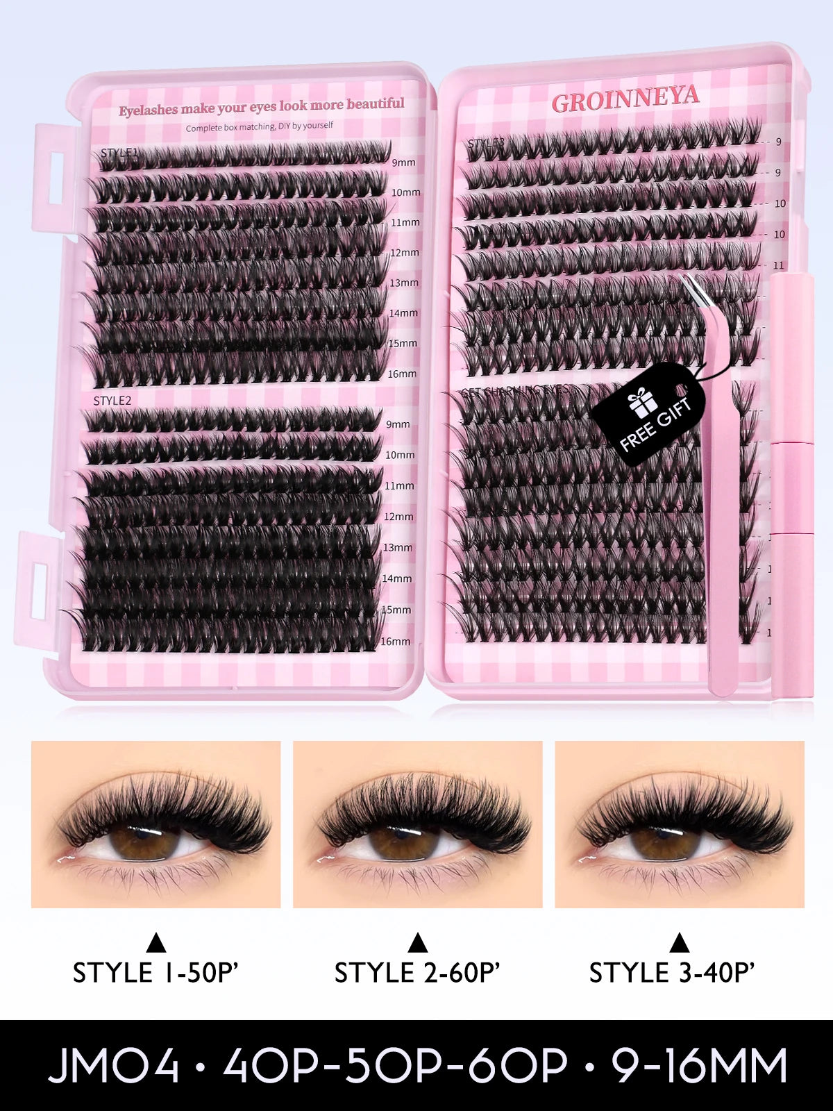 Eyelash Clusters Kit Large Capacity Wispy Individual Lashes Natural DIY Cluster Eyelash Extensions for Beginners
