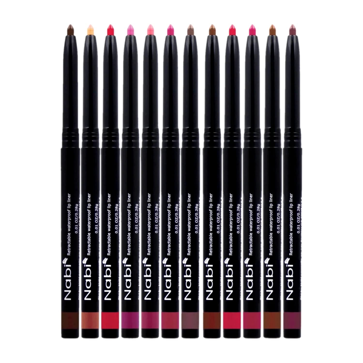 12 Colors Retractable Waterproof Lip Liner Set, Roll It up Auto Lip Liner Pencil, Long Lasting Fade Resistant