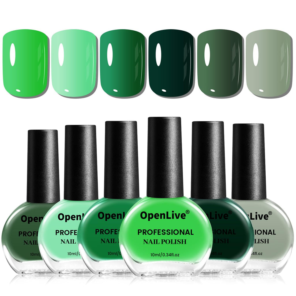 Green Nail Polish 6Pcs Nail Polish Set
