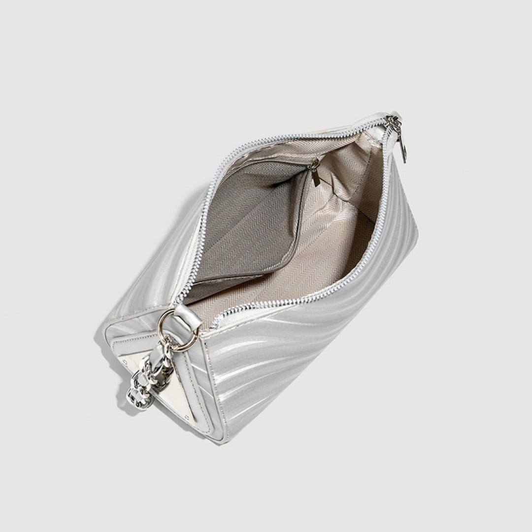 Silver Chain Crossbody Bag – Metallic Mini Shoulder Purse for Women