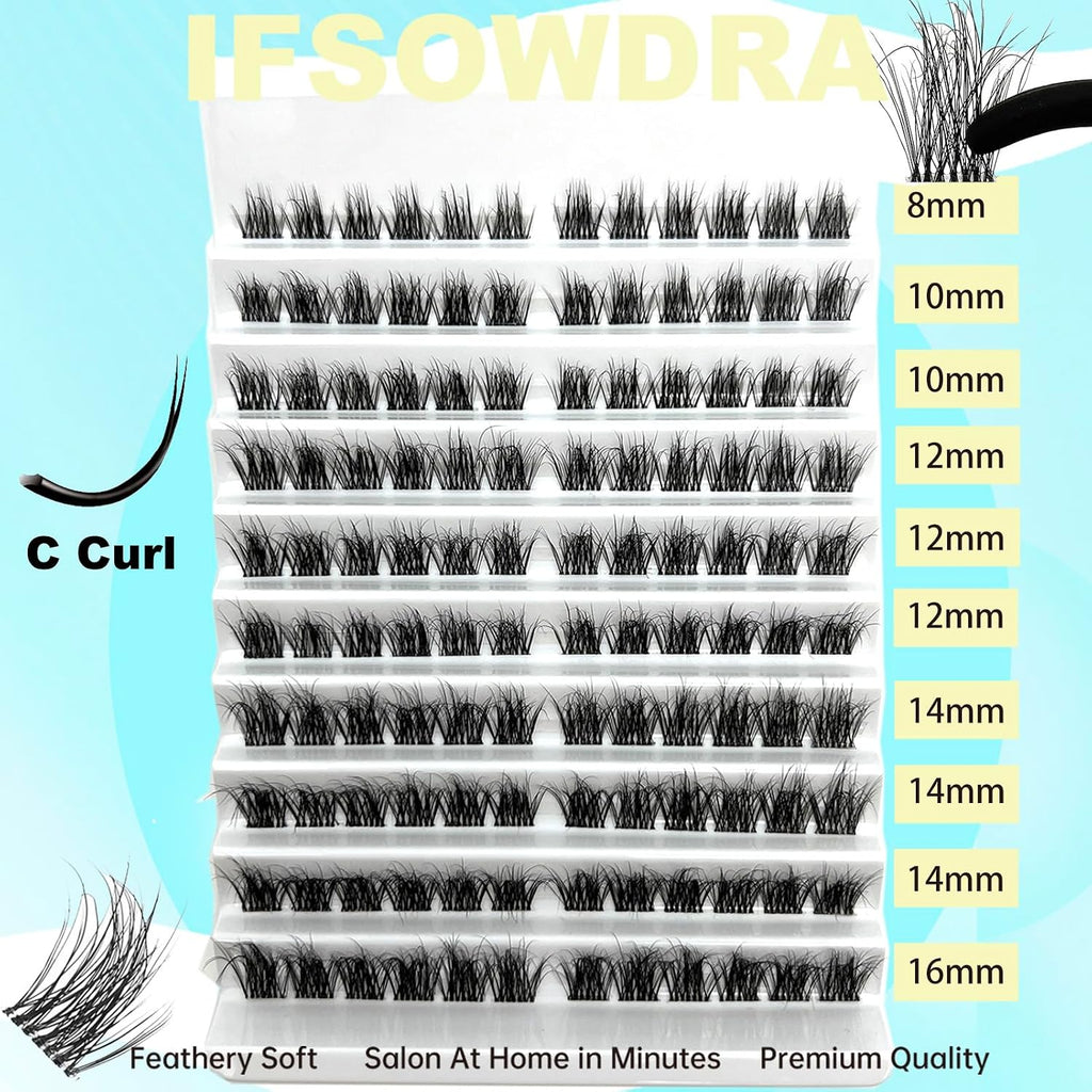 Natural Lash Clusters C Curl Mega Volume Cat Eye 8-16Mm Short Mink Lash Clusters DIY Eyelash Extensions Classic 120Pcs Individual Lashes Cluster Natural Look