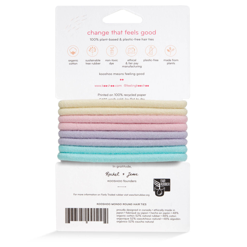 Plastic-free Round Hair Ties – Pastel Blooms 8-pack