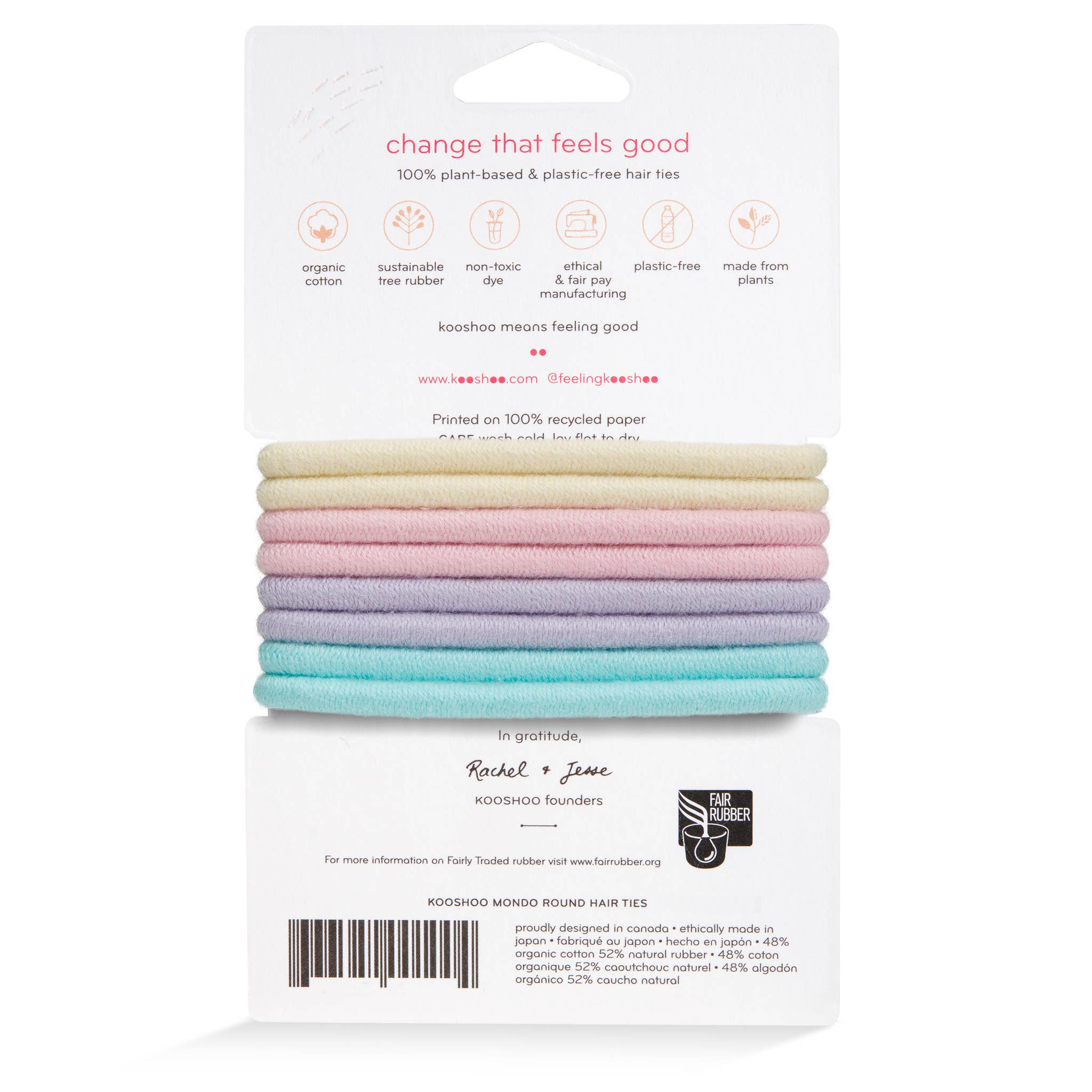 Plastic-free Round Hair Ties – Pastel Blooms 8-pack