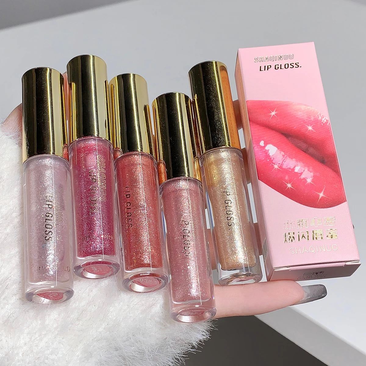 Moisturizing, Plump and Sparkling Lip Gloss, Water-Glossy Mirror Lip Glaze, Moisturizing and Moisturizing Lip Oil for Pouty Lips
