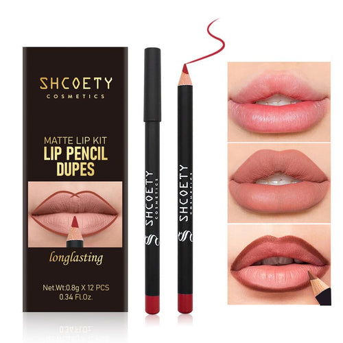 12 Colors Matte Lip Liner Set Long Lasting Waterproof Lip Liner Pencil Matte Velvet Lipstick Set Natural Soft High Pigmented Lip Makeup