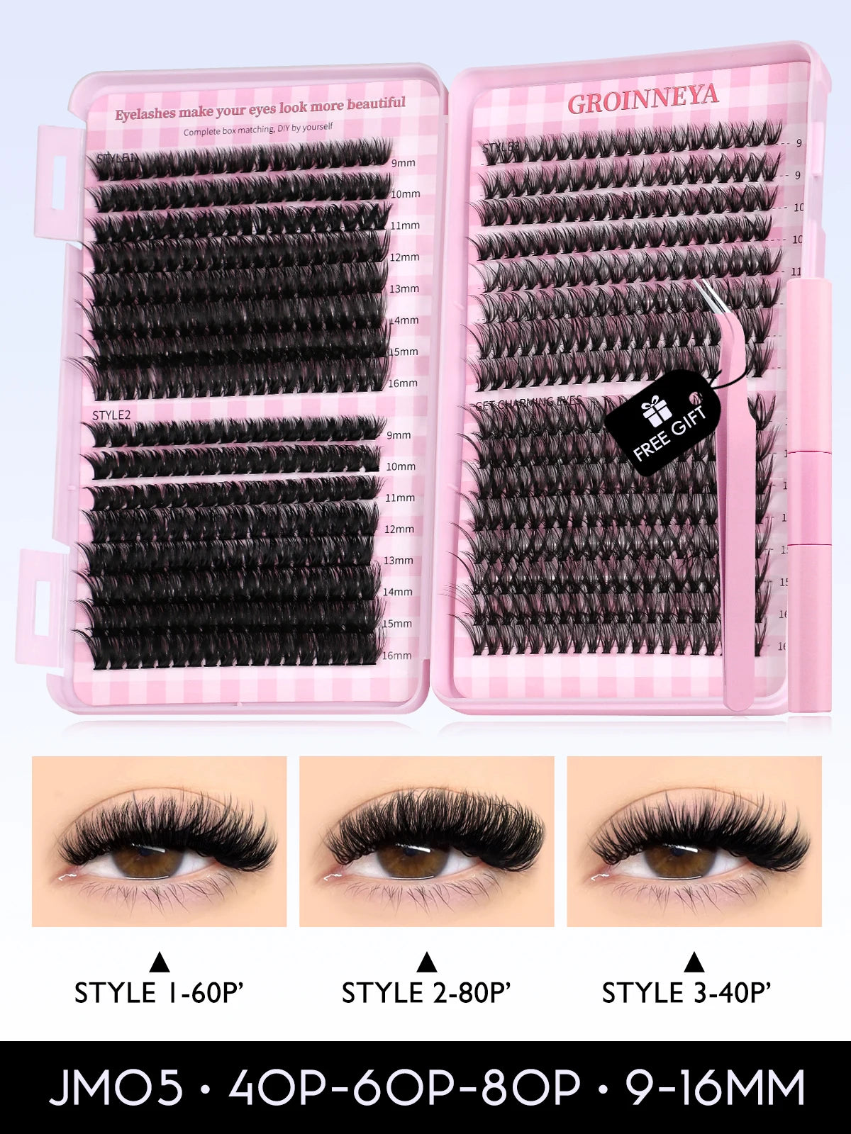 Eyelash Clusters Kit Large Capacity Wispy Individual Lashes Natural DIY Cluster Eyelash Extensions for Beginners