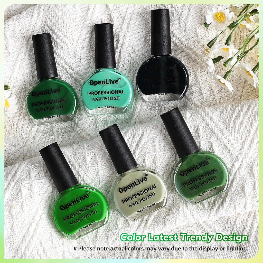 Green Nail Polish 6Pcs Nail Polish Set