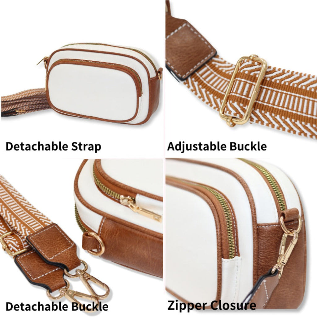 Embroidered Crossbody Bag – Vintage Ribbon Square Purse for Women