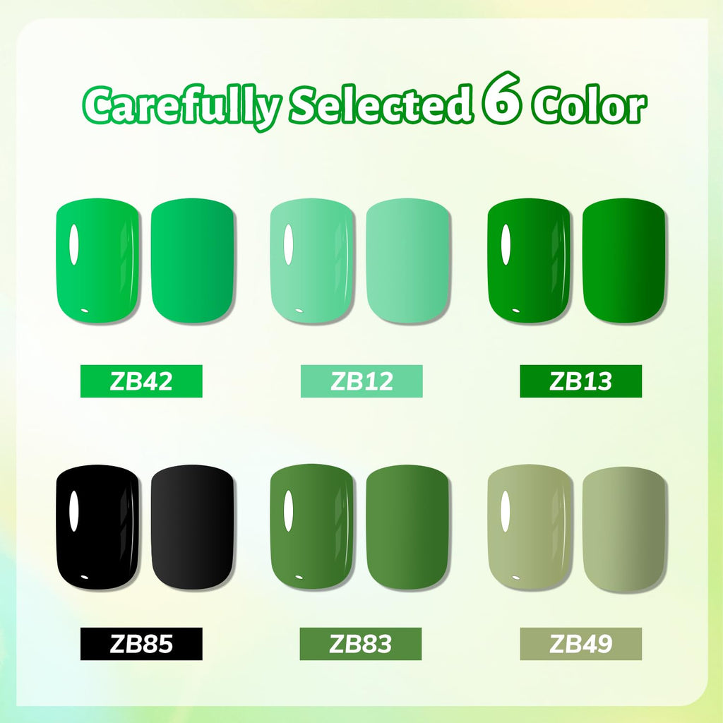 Green Nail Polish 6Pcs Nail Polish Set