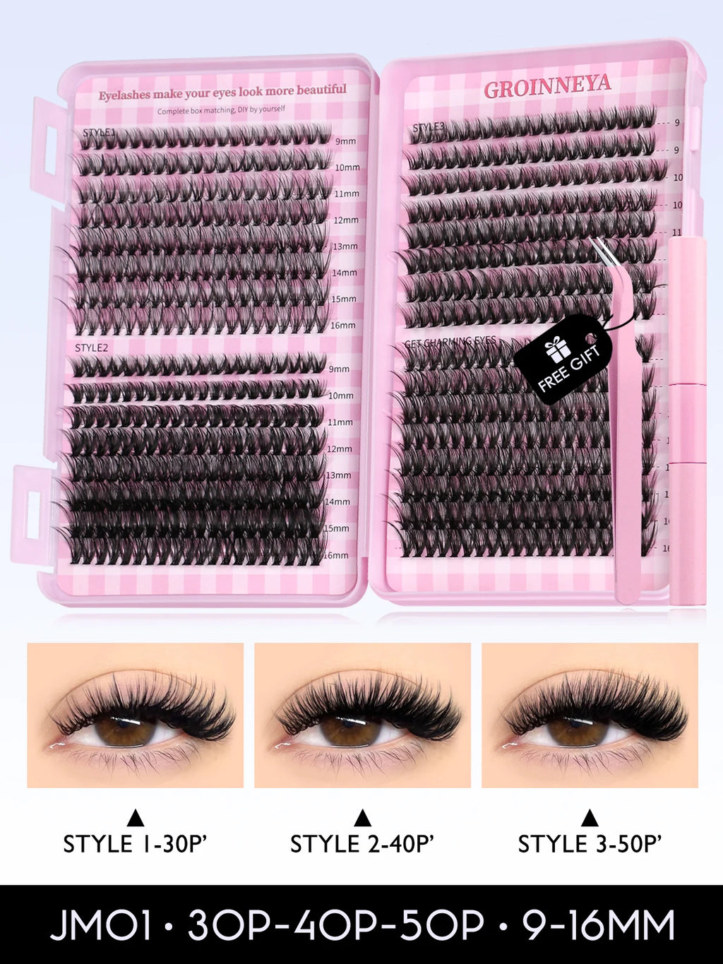 Eyelash Clusters Kit Large Capacity Wispy Individual Lashes Natural DIY Cluster Eyelash Extensions for Beginners