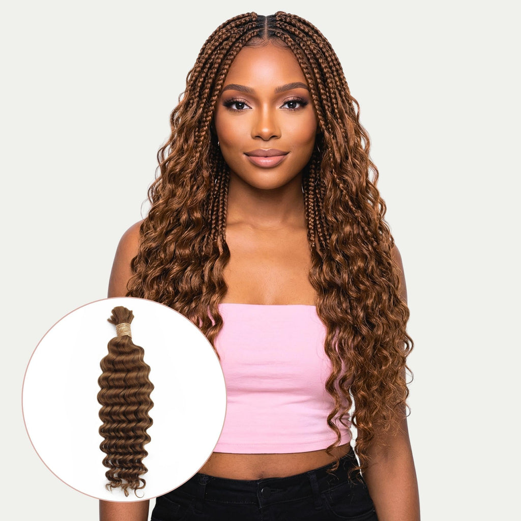 Auburn Deep Wave Bulk Human Braiding Hair