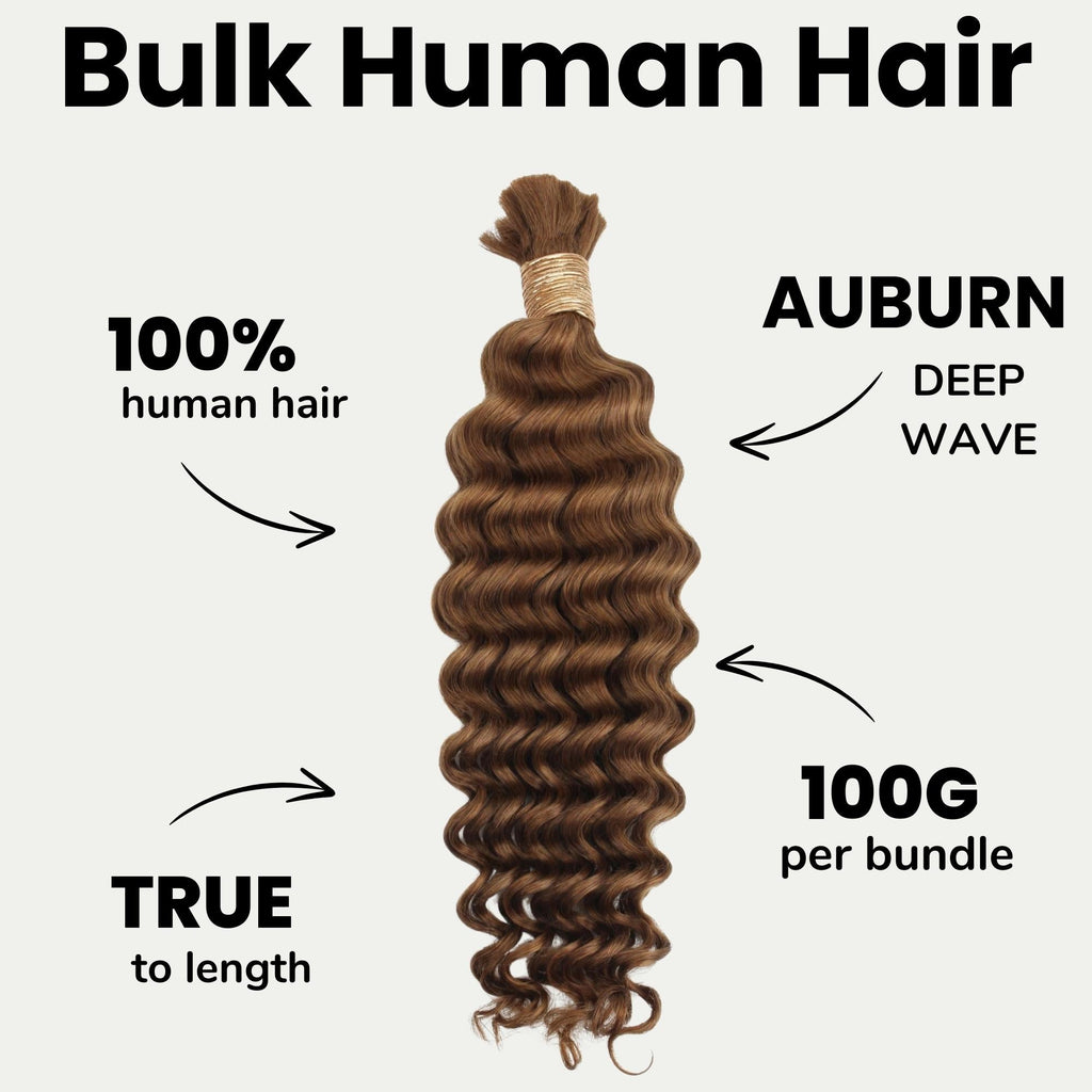 Auburn Deep Wave Bulk Human Braiding Hair