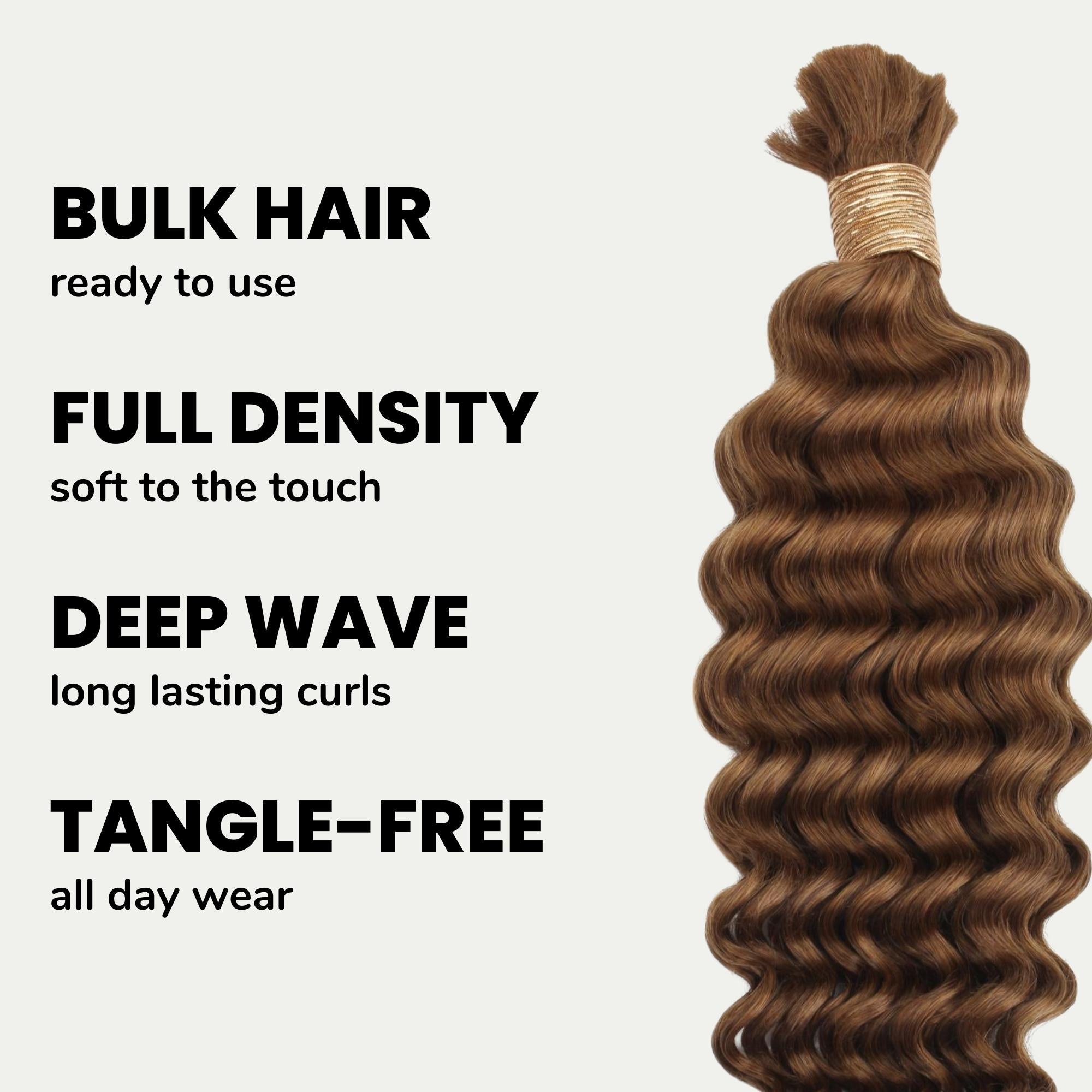 Auburn Deep Wave Bulk Human Braiding Hair