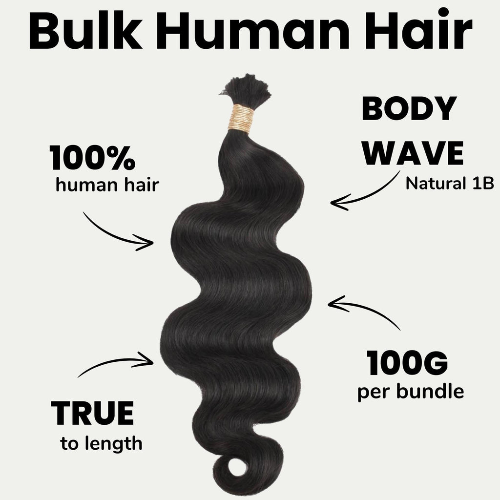 Body Wave Bulk 100% Human Braiding Hair