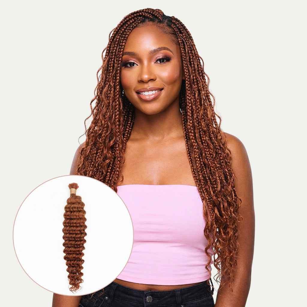 Copper Deep Wave Bulk 100% Human Braiding Hair